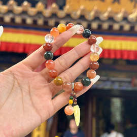 代请五台山五福多宝天然水晶手串福禄寿五福多宝手链法物流通处