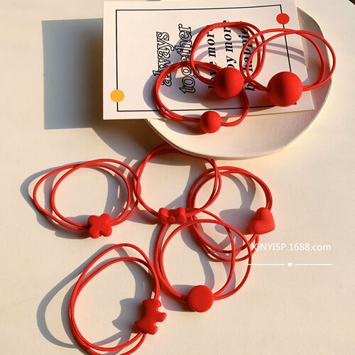 Cute Minimalist Red Hair Ribbon New Year Hair Tie Ponytail Hair Ring Headband Versatile Girl Hair Ribbon Hair Accessory Wholesale