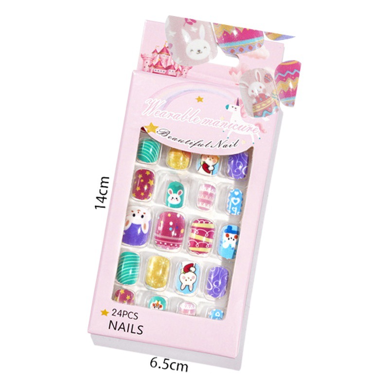 Desgaste de uñas pieza de uñas linda pieza de uñas de Pascua para niños pieza de uñas usable parche de uñas falsa pieza de uñas terminada