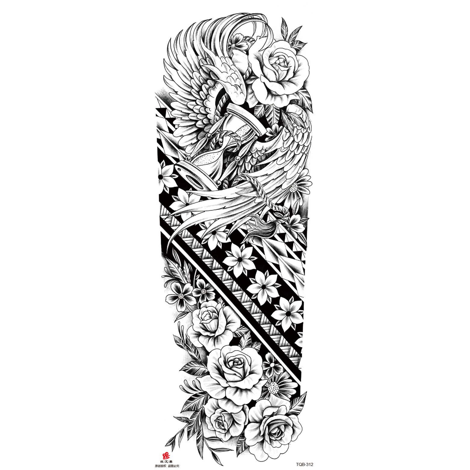 Pegatinas de tatuaje de brazo largo de flor brazo completo tatuaje impermeable tatuaje temporal en stock al por mayor pegatinas de tatuaje de brazo completo