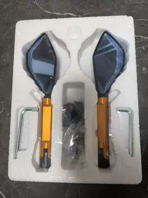 Universal Motorcycle Rearview Mirror Modification, Personalized Mirror, Side View Mirror, Reversing Aid, Cross-Border Hot Selling (Motorcycle rearview mirror) - deep-gold-stem-blue-mirror