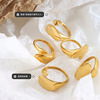 Brand minimalistic one size ring stainless steel, European style, 750 sample gold