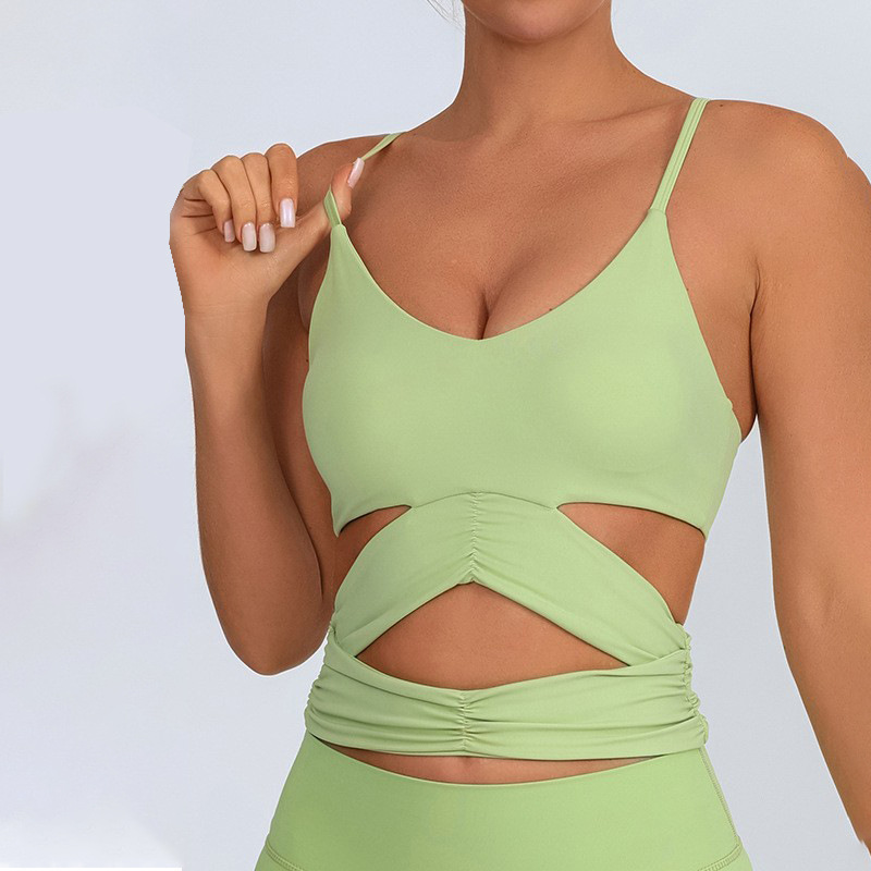 Europa y Estados Unidos chaleco de yoga transfronterizo mujer con pecho desnudo sensación de secado rápido deportivo cinturón de acondicionamiento físico envuelto en el pecho bra
