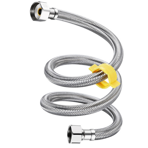 Stainless steel braided hose cold and hot water inlet pipe toilet water heater faucet hose high temperature explosion-proof 4/8 inch connection pipe