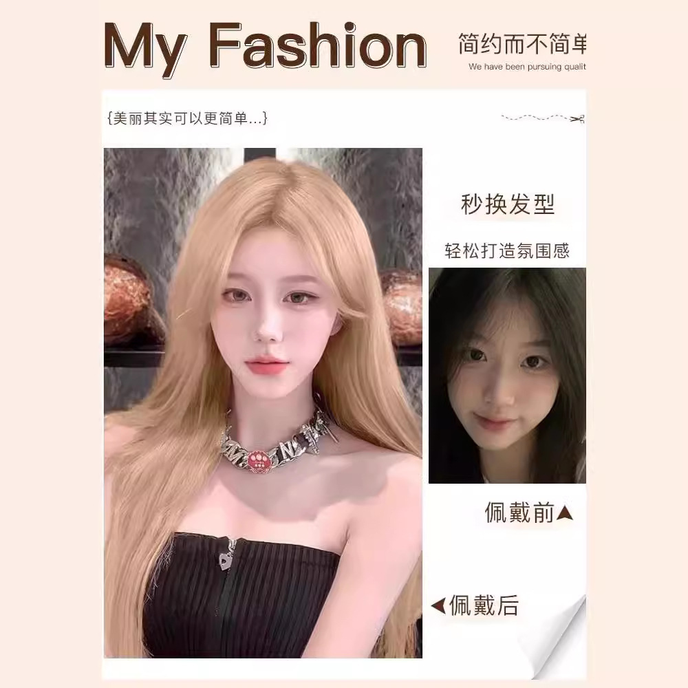 Peruca dorada, cabello largo, cabello recto, cabello humano, cabello largo, cabello largo, cabello largo, cabello largo