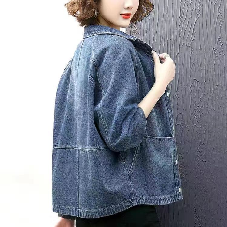 Women's Denim Jacket for Spring and Autumn, Versatile New Style, Plus Size, Stylish Short Design with Small Lapel, European Fashion Jacket Top