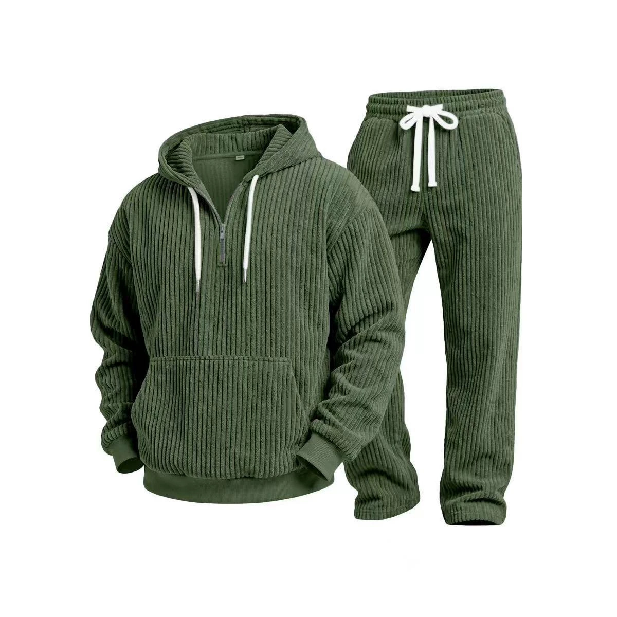 Cross-border European and American popular corduroy solid color long-sleeve jacket and casual pants men's sporty simple versatile men's suit