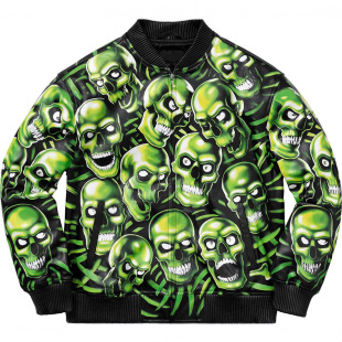 Amazon's Best-Selling Troublemaker Skull Leather Jacket Green Casual Wear Street Fashion Jacket