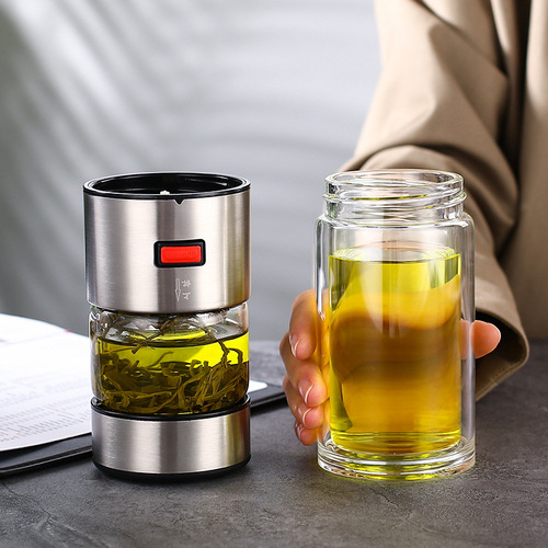 Gift Set Business Portable Water Cup High-End Gift Tea Separation Double Layer Glass Cup Wholesale Men's Insulated Cup