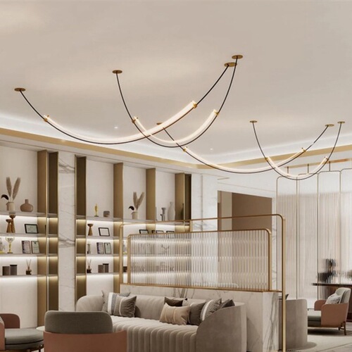 Restaurant living room line lamp designer style simple modern front desk bar model room exhibition hall LED chandelier