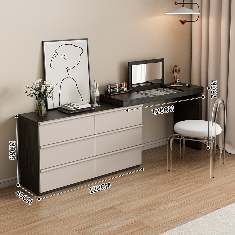 스모크 블랙 120 테이블 + 120 캐비닛 + 크리스탈 의자