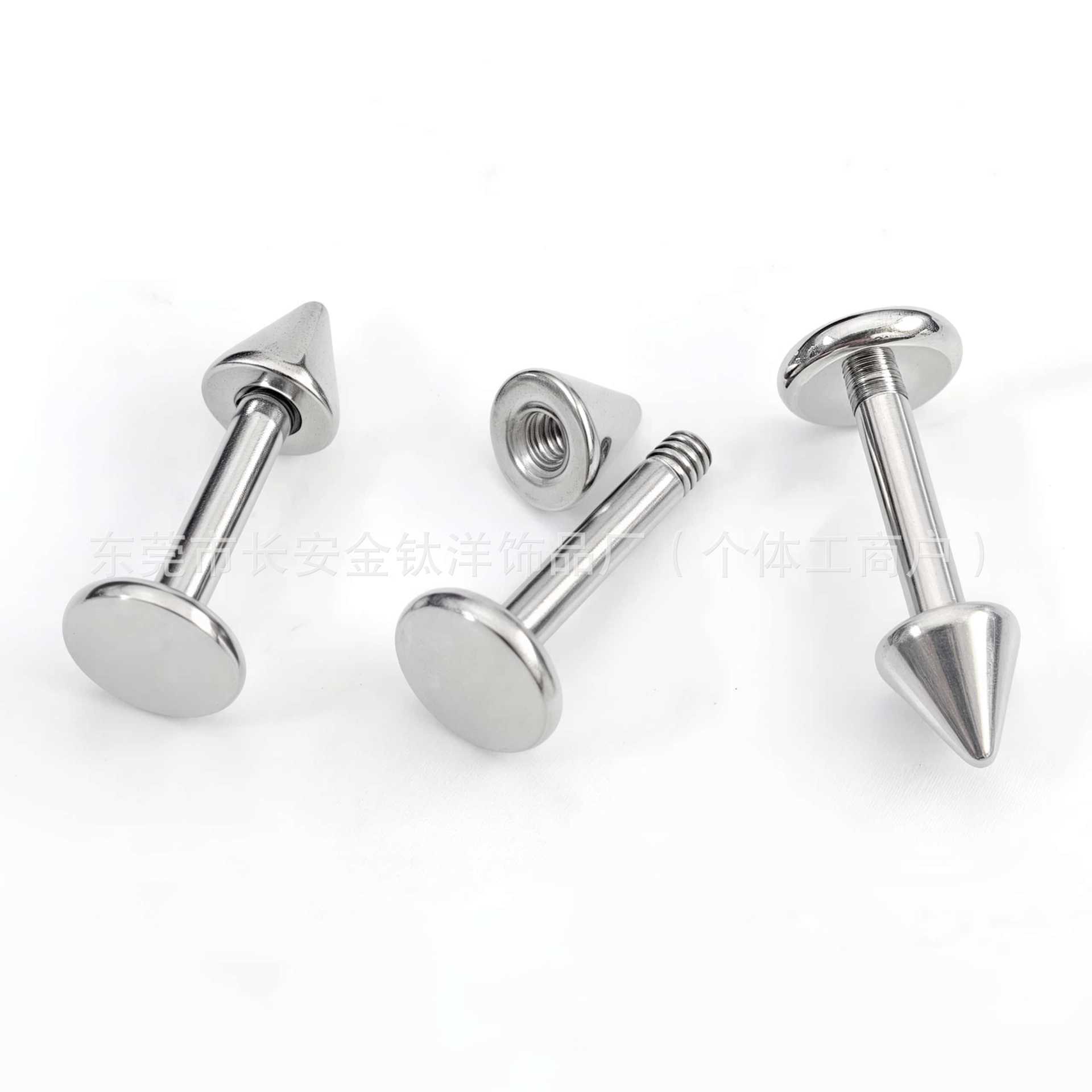 F136 Titanium Pointed Cone Thread Devil Nail Earrings Lip Nail Eyebrow Nail Ear Wheel Nail G23 Titanium Alloy Body Piercing Jewelry detail image 7