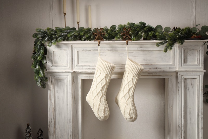 Forniture per ciondoli decorativi in filato da regalo fai da te lavorate a maglia, grande sacchetto per caramelle, doppio set di calzini di Natale a forma di diamante_voghion.com