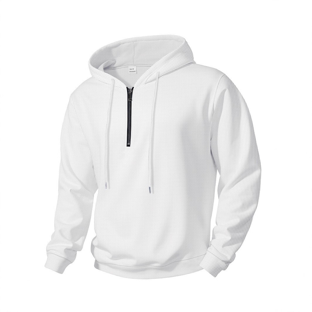 Men's Lightweight Hooded Half-Zip Pullover Sweatshirt - Casual Outdoor Sportswear For Fall & Spring (S-XXXL, Black/White/Grey/Khaki/Blue)_voghion.com