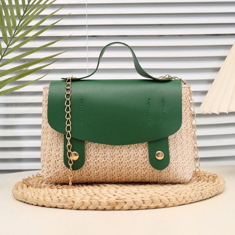 Otoño de 2025 nuevo estilo de moda de paja inns molino de viento costura bolso pequeño cubierto bolso de mujer hombro mochila