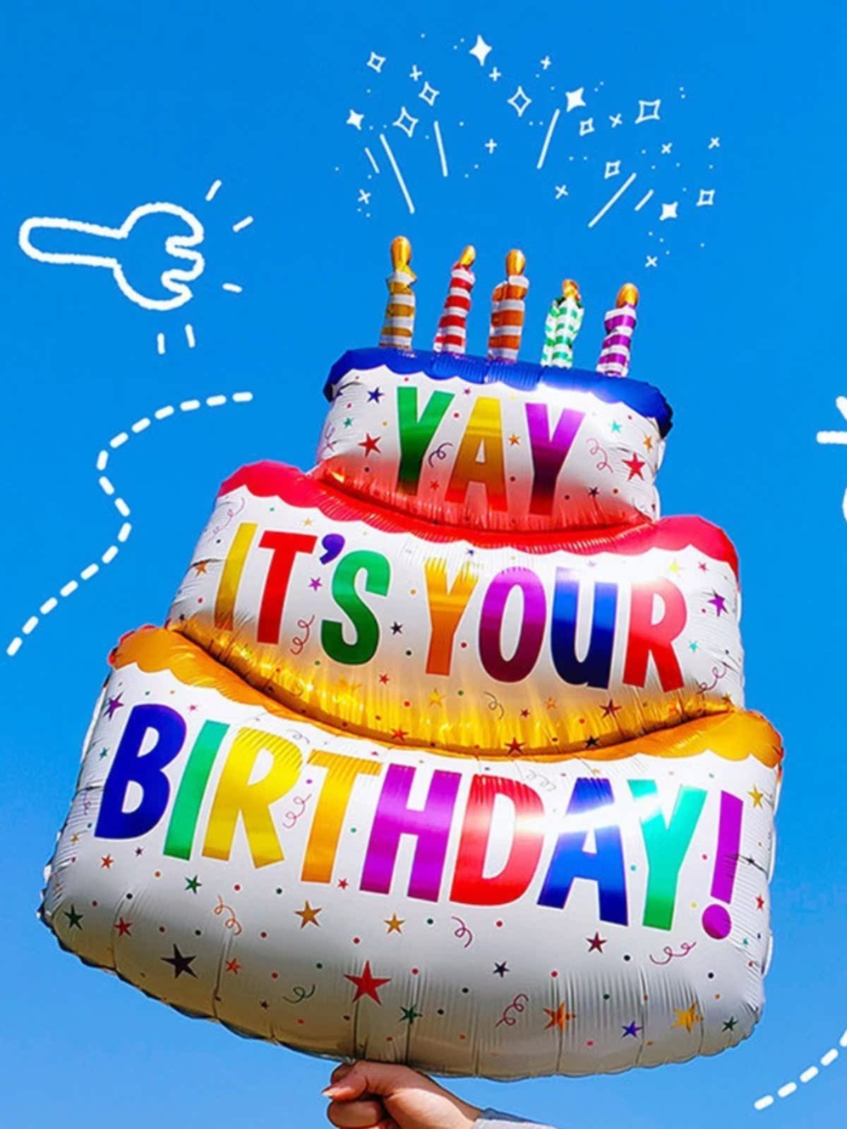 ins生日蛋糕铝膜卡通气球男孩女孩宝宝儿童周岁派对场景装饰摆件