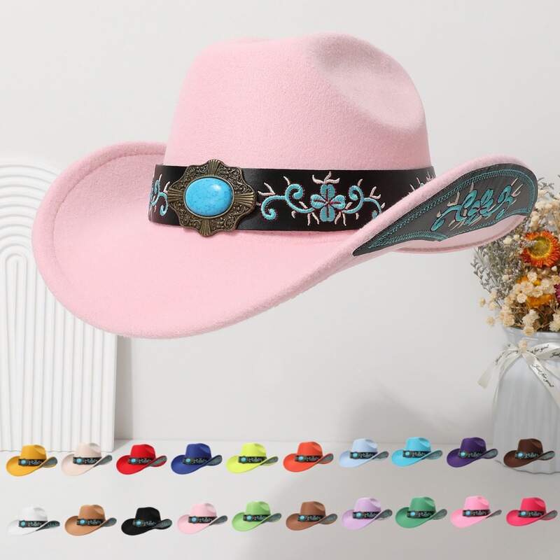 Cross-border Amazon solid color high-quality woolen hat ethnic style Xizang men and women all-match travel sunshade hat western tide