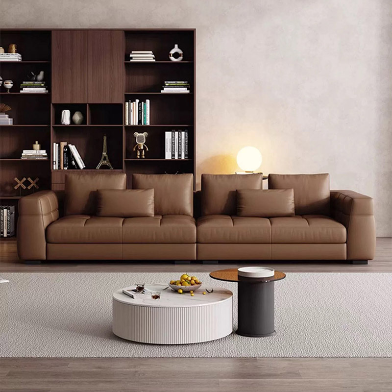 Fábrica nuevo sofá de cuero breze minimalista italiano de alta gama de oficina en casa sala de estar de diseño sofá de fila recta