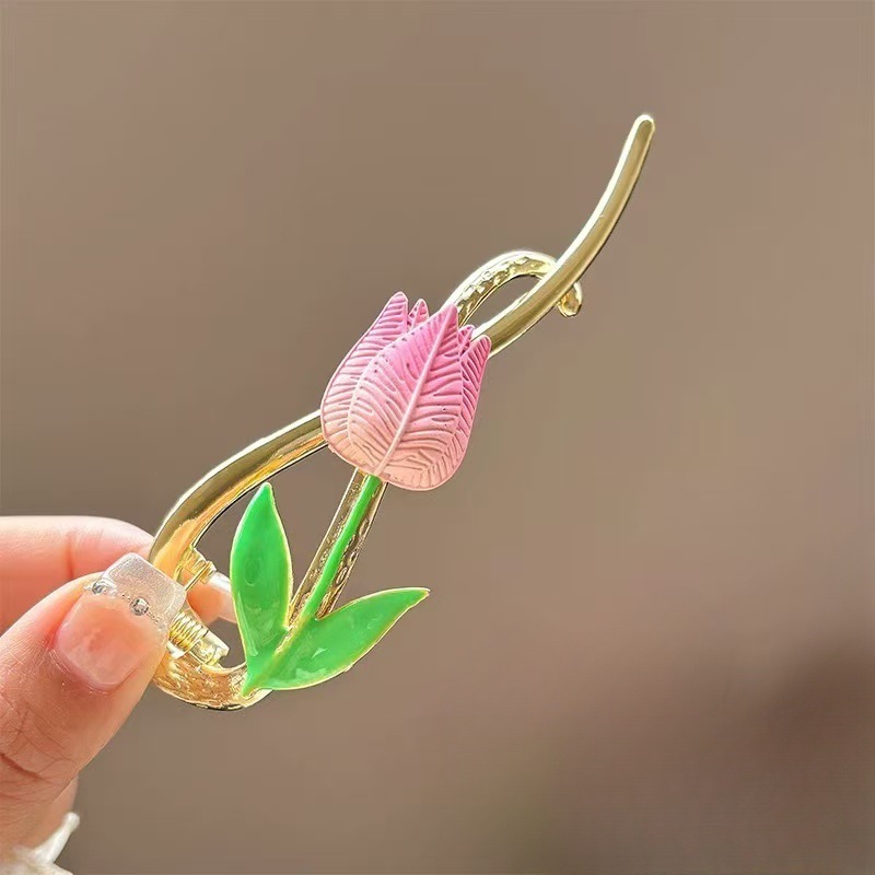 1 Piece Quantity Pastoral Women's Tulips Metal Hair Clip