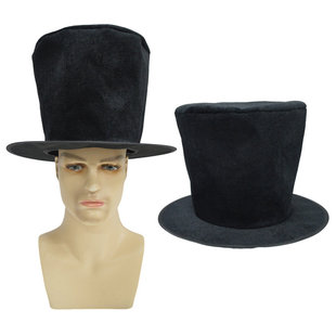 Halloween Black Magician Hat Gold Velvet Magic Hat Party Performance Props Gentleman High Hat Magic Hat