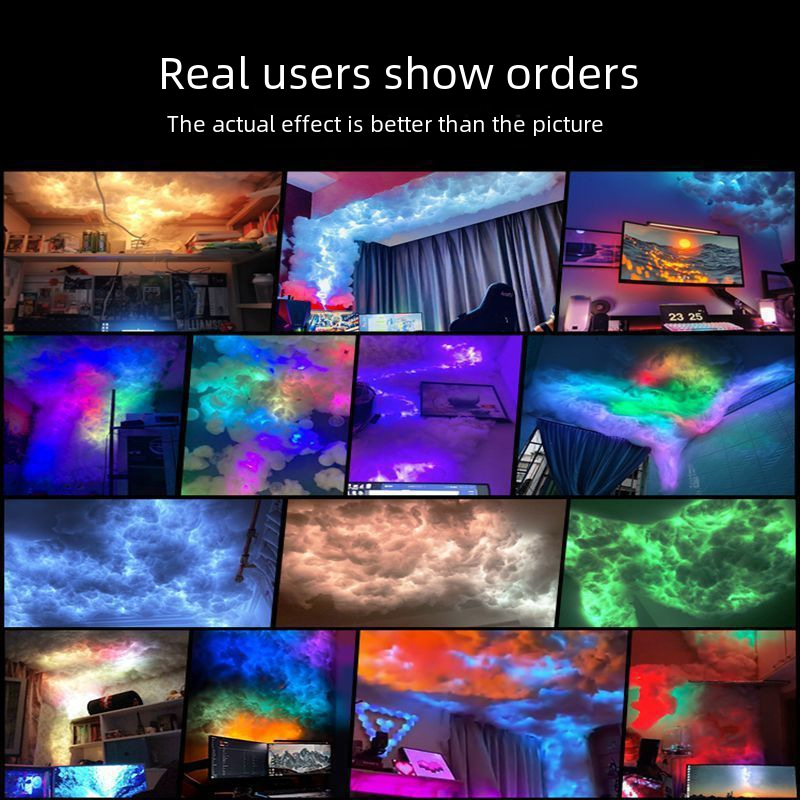 Lightning Cloud Lamp Intelligent Creative Escape Room Decoration Bar DIY Script Killing Lightning Cloud Lamp Atmosphere E-Sports Voice Control 