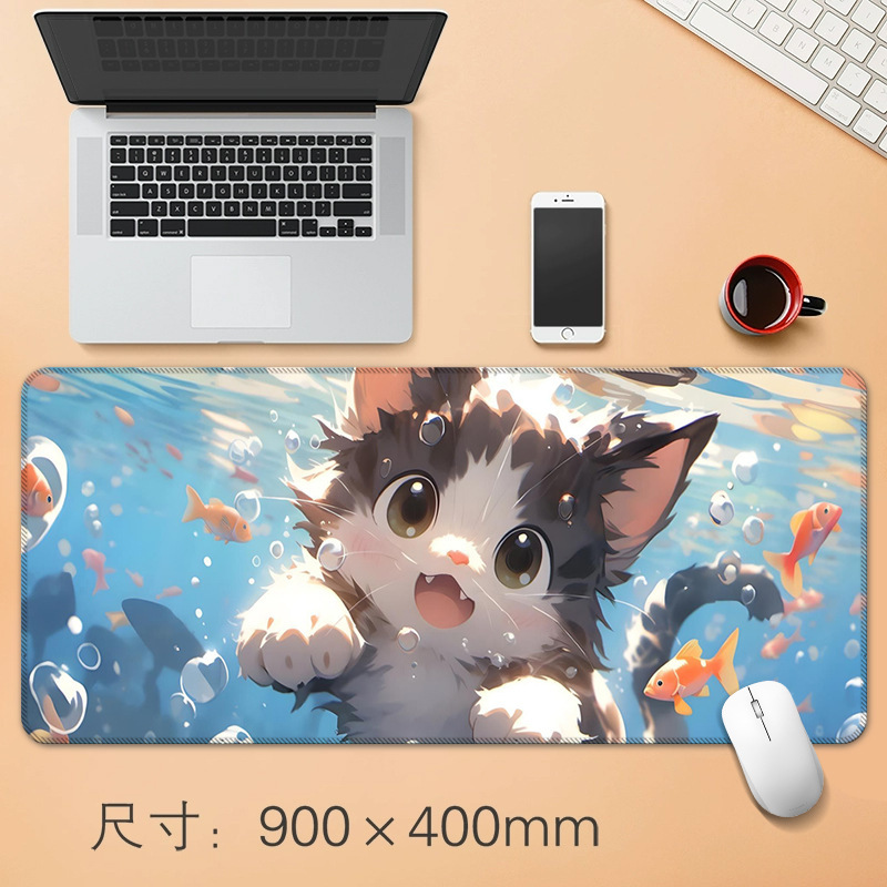 源头工厂直销大号鼠标垫创意动漫小猫办公桌垫防滑精密锁边鼠标垫|undefined
