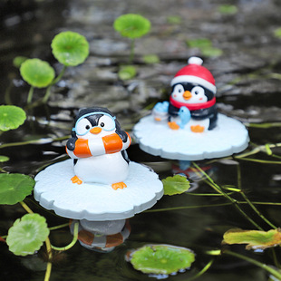 Cross-Border Cute Penguin Garden Pond Floating Micro-Landscape Decorative Ornaments Fish Tank Pool Cartoon Floating Ornaments