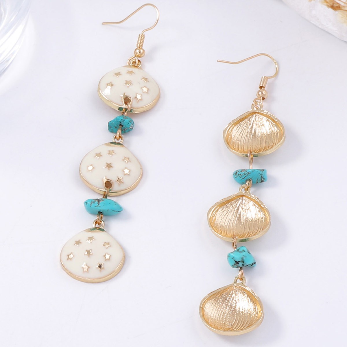 Women's Gender Polished Finish 1 Pair Vintage Style Geometric Star Enamel Turquoise Zinc Alloy Drop Earrings