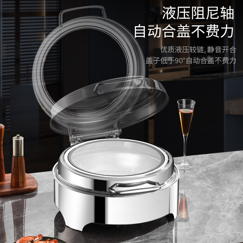 新款不锈钢自助餐炉商用可视液压翻盖保温加热酒店餐具餐炉批发|undefined