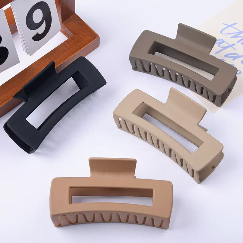 复古磨砂盘发抓夹奶咖色发夹方形大号发量多后脑勺鲨鱼夹洗澡简约