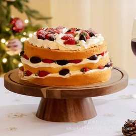 跨境相思木托盘木制高脚托盘水果盘蛋糕托盘圆形甜品点心展示架