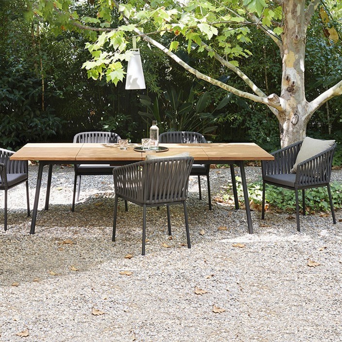 Mesas y sillas para exteriores, sillas de comedor nórdicas simples para balcones pequeños de jardín, sillas de ratán para patio de villa, juego de mesa de centro, mesa con tablero de pizarra