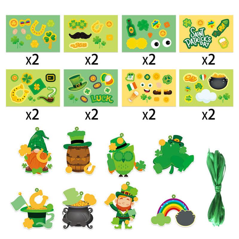 Nuevos productos transfronterizos del día de Irlanda decoración de fiestas colgante DIY pegatinas colgantes etiquetas colgantes del día de San Patricio