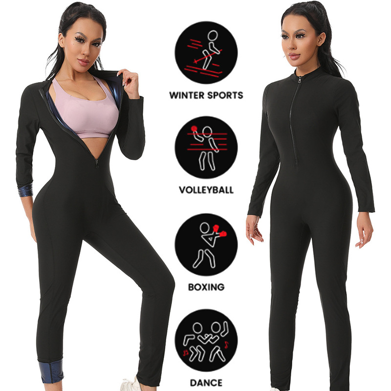 European and American Long-Sleeved Sweat Suits, Yoga Waist Shaping and Abdominal Tightening Sauna One-Piece Shapewear, Fitness Sports Tight-Fitting One-Piece Suit European and American Long-Sleeved Sweat Suits, Yoga Waist Shaping and Abdominal Tightening Sauna One-Piece Shapewear, Fitness Sports Tight-Fitting One-Piece Suit