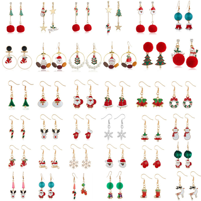 Pearl, Inlay Design Fashion Santa Claus Christmas Socks Bell Alloy Pearl Inlay Rhinestones Women's Drop Earrings 1 Pair