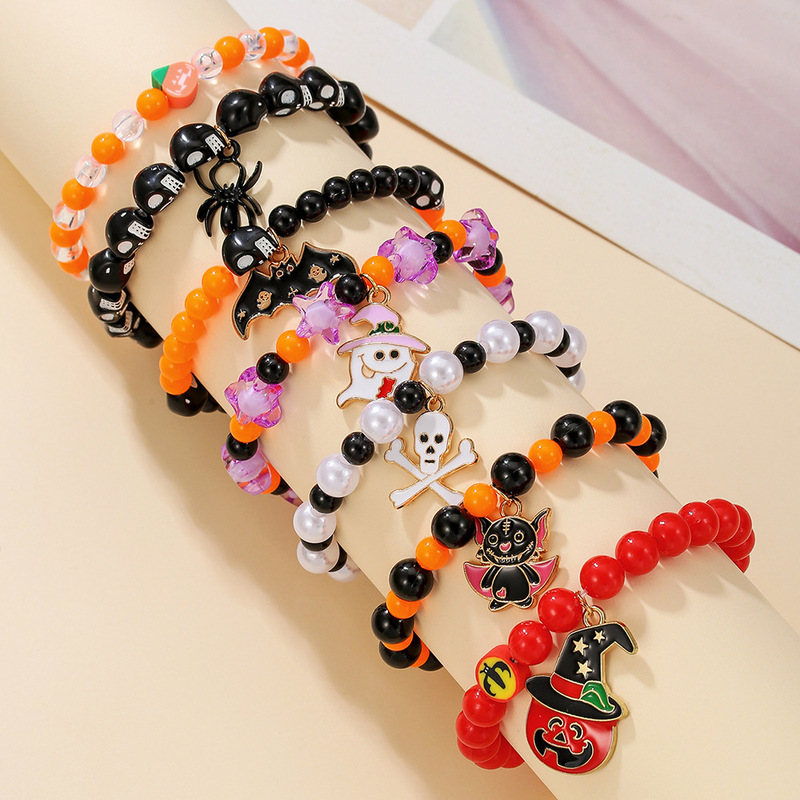 ハロウィンブレスレットビーズハイエンドパーソナライズされた面白いクモコウモリペンダントゴーストフェスティバルクロスボーダーゴーストブレスレット卸売|undefined
