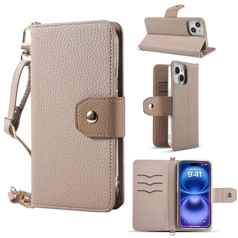 Suitable for iPhone 17 Flip Phone Leather Case, Apple 16E Protective Case, 16Pro Protective Case, Flip-Type Multi-Function