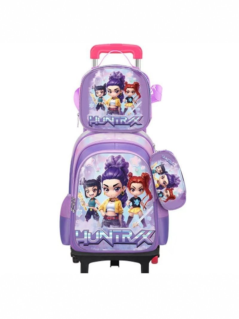 3DEVA transfronterizo de tres piezas de tirón mochila escolar de casca dura mochila escolar para niños niñas y niñas mochila escolar para niños caza demonios