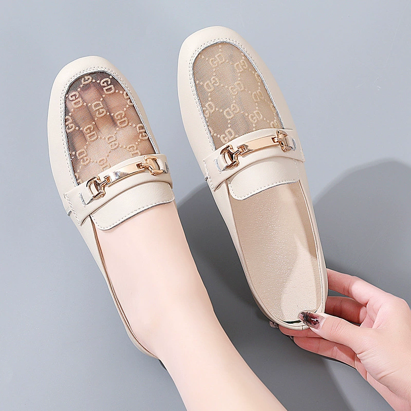 Летняя модная обувь — loafers с эффектом интернет-знаменитости, коллекция 2021 года, белый/черный/бежевый, плюс размер 35-41