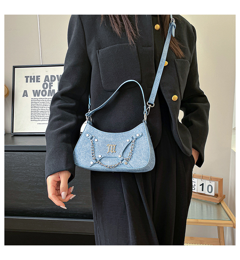 Women's Denim Shoulder Bag With Chain Strap For Trendy Fashionistas_voghion.com