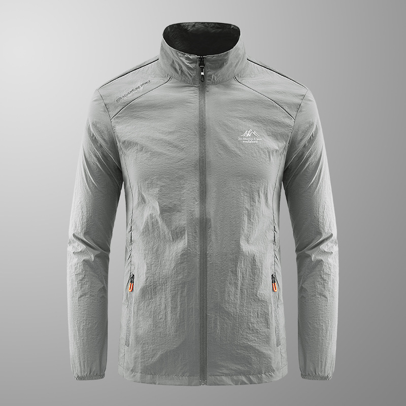 Summer Ice Silk Quick-drying Sun Protection Clothing Men's Stand Collar Casual Thin Jacket Outdoor Sports Breathable Men's Skin Clothing