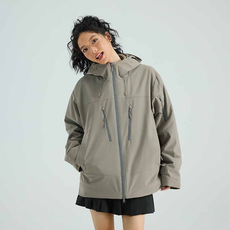 美式情侣冲锋衣冬季防风保暖三合一户外徒步纯色登山服夹克|undefined