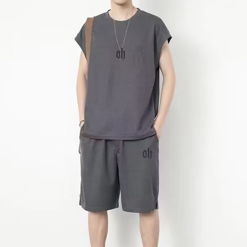 suit men's full set of Korean men's clothes fashion two-piece vest crew neck pants 2023 new 2