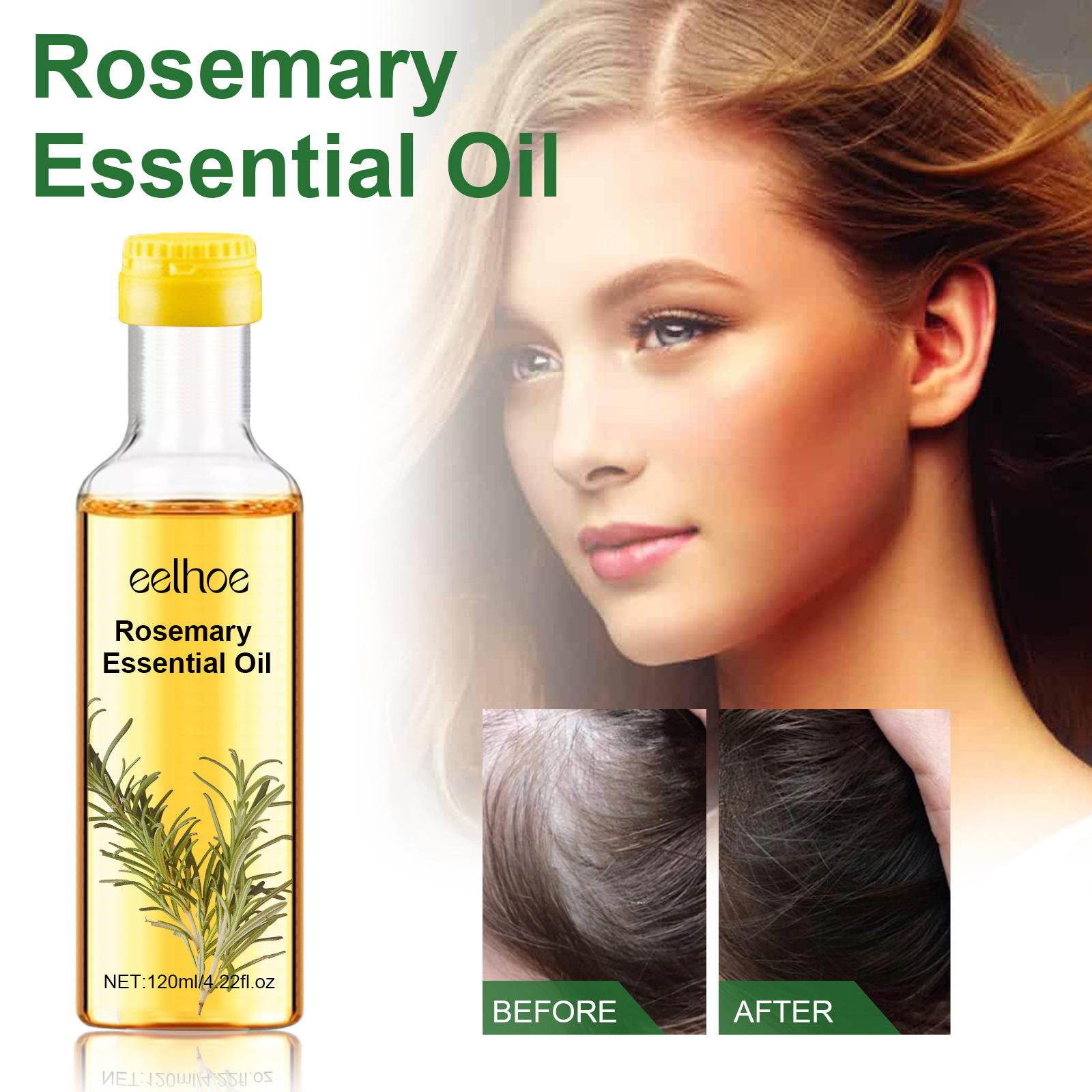 EELHOE Olio per la cura dei capelli al rosmarino Idrata il cuoio capelluto, nutre i capelli, previene la caduta dei capelli, ripara e rinforza l'olio per capelli_voghion.com