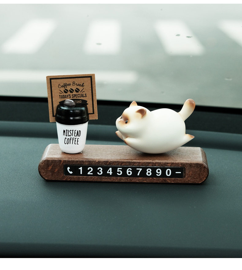 Cute Kitten Car Temporary Parking Number Sign Cartoon Car Decoration Interior Accessory for Women