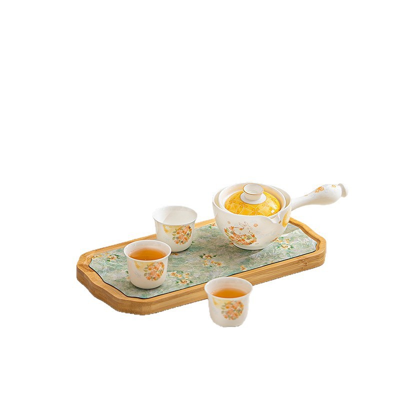 松发瓷器中秋送礼茶杯茶具套装骨瓷花团锦兔泡茶碗功夫茶具礼盒装|undefined