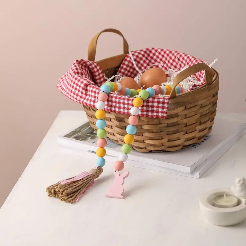 Casa de Pascua adornos madera 6 colores borla cuentas con cuerda estilo conejo marca decoración del hogar partido