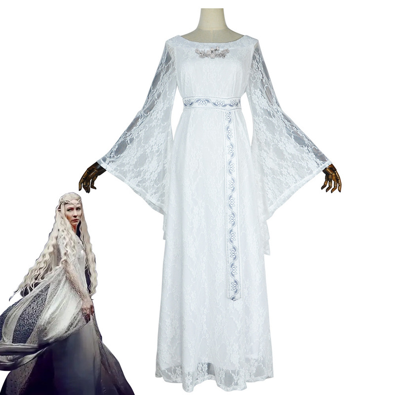 Lord of the Rings Elf Queen Costume Galadriel cosplay Medieval Vintage Court dress