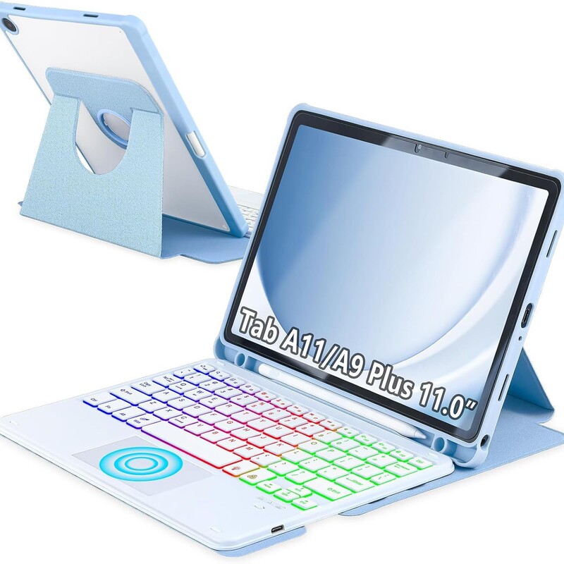 Compatible with Galaxy Tab A9+ Bluetooth Keyboard Samsung A 11inch Tablet Protective Case Rotating Touch Backlit Leather Cover Compatible with Galaxy Tab A9+ Bluetooth Keyboard Samsung A 11inch Tablet Protective Case Rotating Touch Backlit Leather Cover