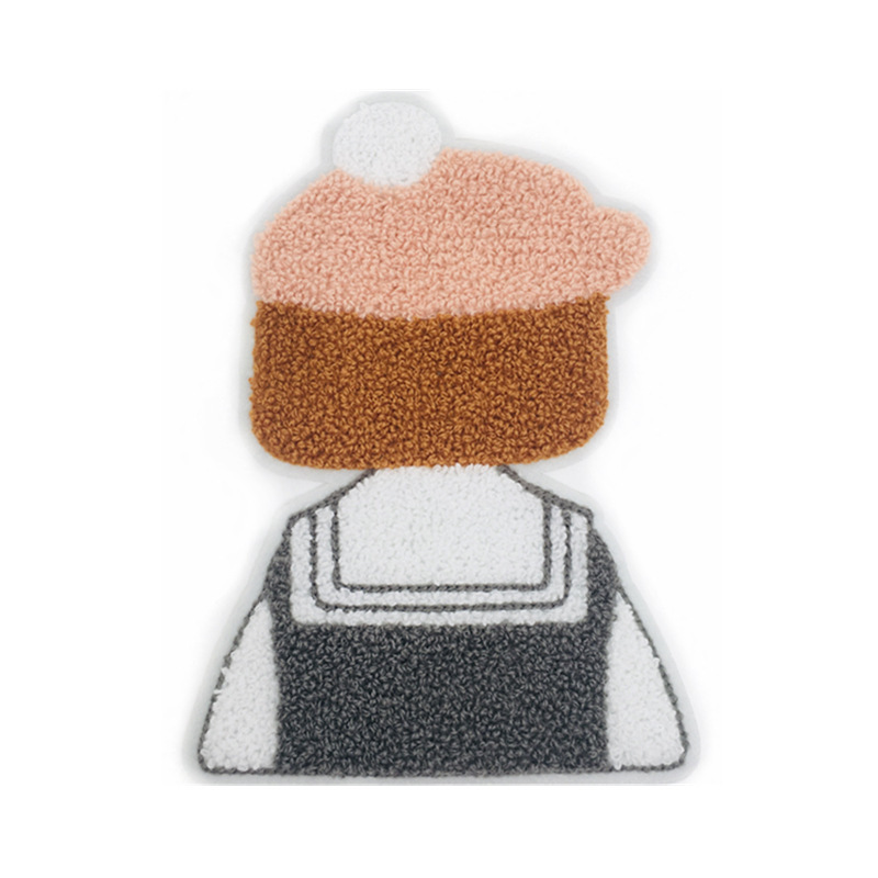 锦泽刺绣卡通背影女孩卫衣勾毛绣毛绒布贴衣服修补贴毛巾绣贴布